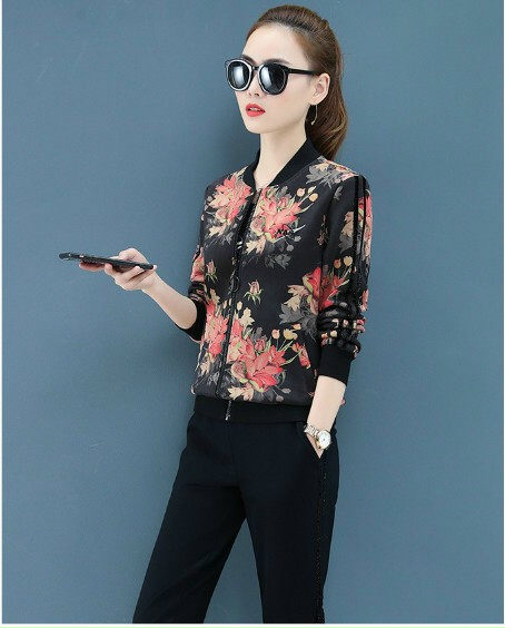 Set Bộ Dài Thể Thao Họa Tiết Hoa - BTN90